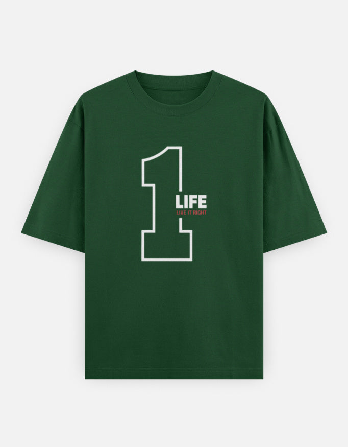 One Life Live It Now Text Design - Unisex Oversized Classic T-Shirt in bottle green - front view #color_bottle-green