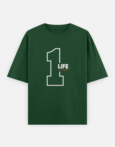 One Life Live It Now Text Design - Unisex Oversized Classic T-Shirt in bottle green - front view #color_bottle-green