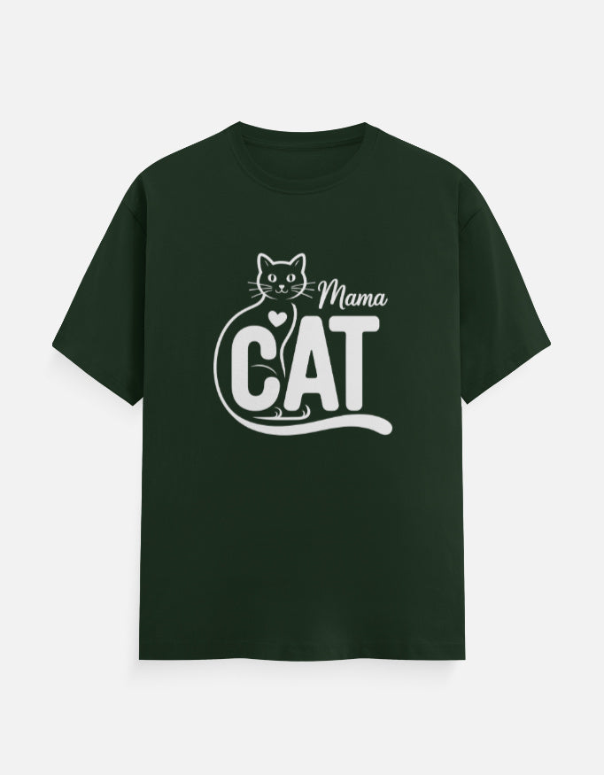 Cat Graphic - Unisex Classic Crew T-Shirt in bottle green - front view #color_bottle-green
