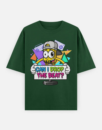 Disco Dance Mike Graphic - Unisex Oversized Classic T-Shirt in bottle green - front view #color_bottle-green