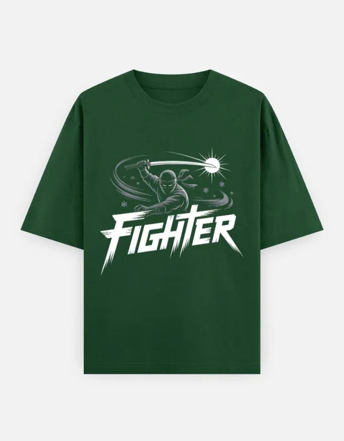 Ninja Fighter Cobra - Unisex Oversized Classic T-Shirt in bottle green - front view #color_bottle-green