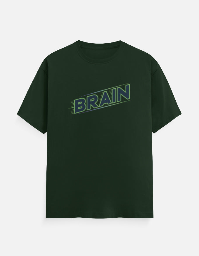 Brain Text Minimal Graphic - Unisex Classic Crew T-Shirt in bottle green - front view #color_bottle-green