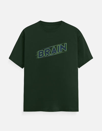 Brain Text Minimal Graphic - Unisex Classic Crew T-Shirt in bottle green - front view #color_bottle-green