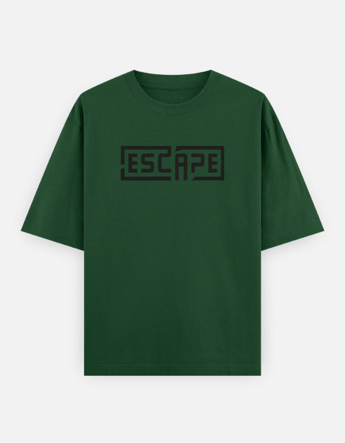 Escape Text Graphic - Unisex Oversized Classic T-Shirt in bottle green - front view #color_bottle-green