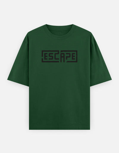 Escape Text Graphic - Unisex Oversized Classic T-Shirt in bottle green - front view #color_bottle-green
