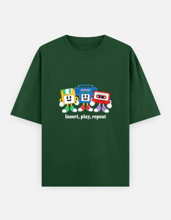 memory graphic - Unisex Oversized Classic T-Shirt in bottle green - front view #color_bottle-green
