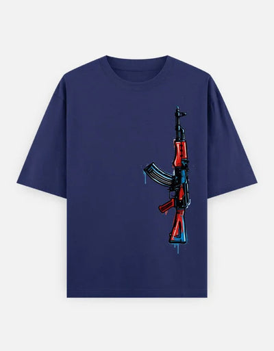 AK47 Gun - Unisex Oversized Classic T-Shirt in royal blue - front view #color_royal-blue