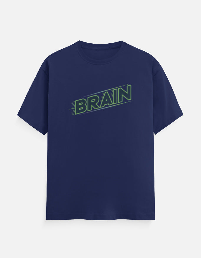 Brain Text Minimal Graphic - Unisex Classic Crew T-Shirt in royal blue - front view #color_royal-blue