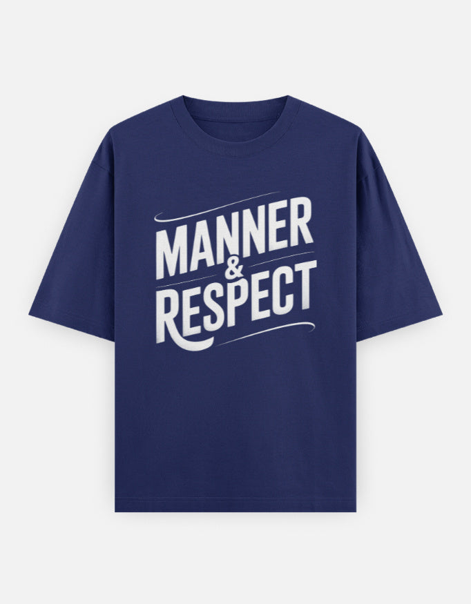 Manner And Respect Text Graphic- Unisex Oversized Classic T-Shirt in royal blue - front view #color_royal-blue
