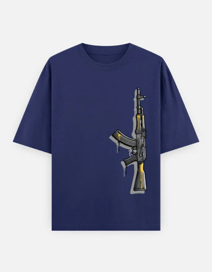 AK47 Gun - Unisex Oversized Classic T-Shirt in royal blue - front view #color_royal-blue