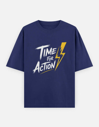 Time For Action Graphic - Unisex Oversized Classic T-Shirt in royal blue - front view #color_royal-blue