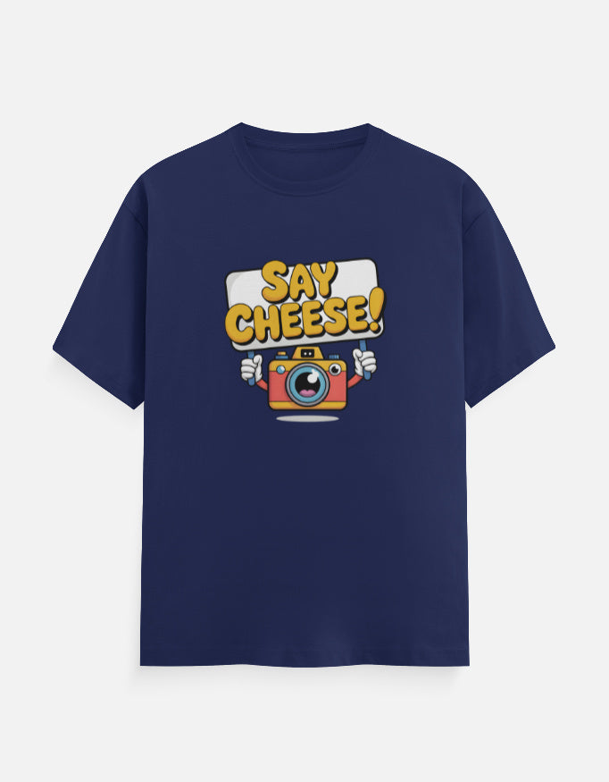 Say Cheese Camera Graphic - Unisex Classic Crew T-Shirt in royal blue - front view #color_royal-blue