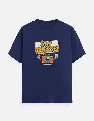 Say Cheese Camera Graphic - Unisex Classic Crew T-Shirt in royal blue - front view #color_royal-blue