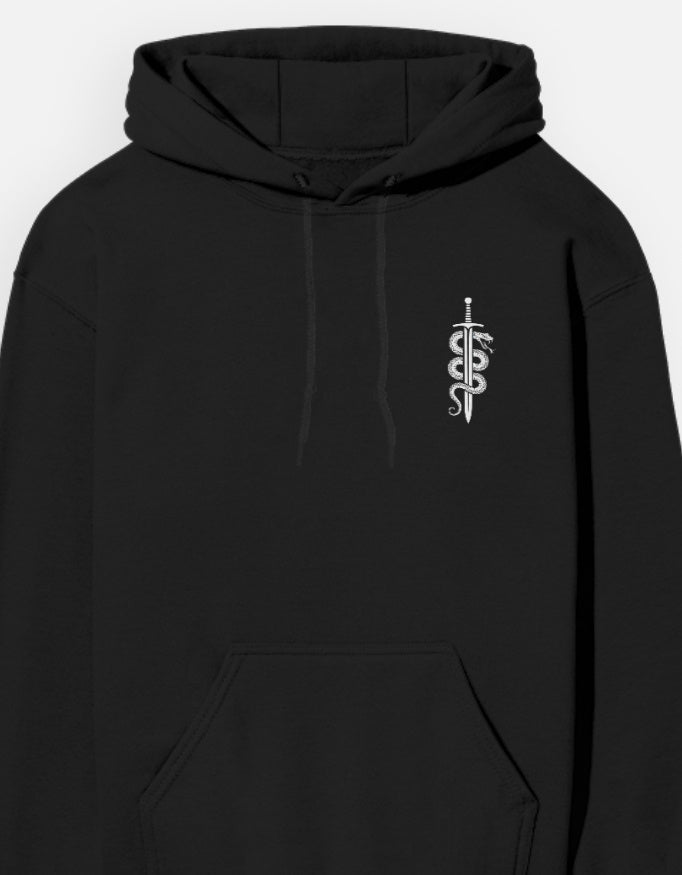 Sword snack minimal graphic - Unisex Hoodie in black - front view #color_black