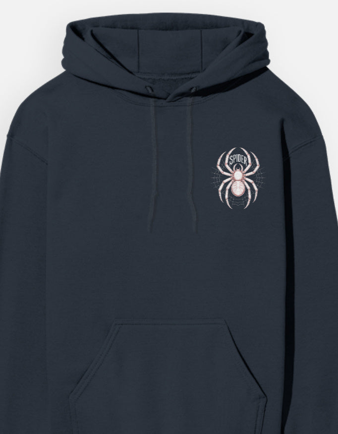 Spider's Graphic - Unisex Hoodie in navy blue - front view #color_navy-blue