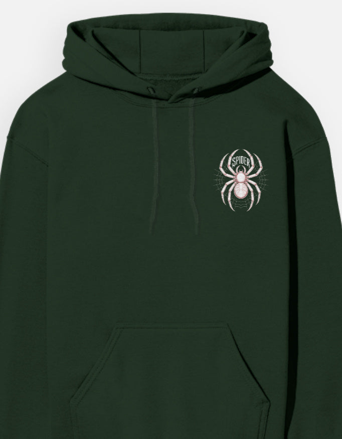 Spider's Graphic - Unisex Hoodie in bottle green - front view #color_bottle-green