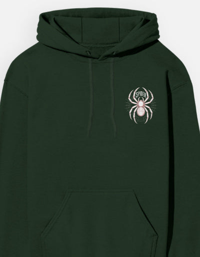 Spider's Graphic - Unisex Hoodie in bottle green - front view #color_bottle-green