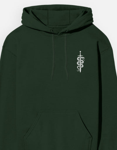 Sword snack minimal graphic - Unisex Hoodie in bottle green - front view #color_bottle-green