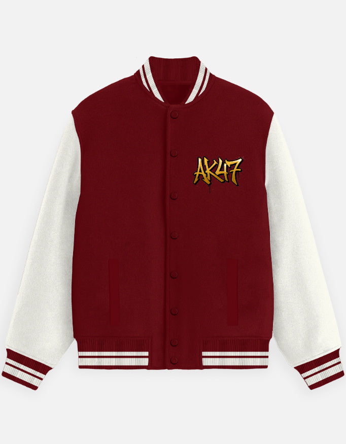 AK47 Graphic - Unisex Varsity Jacket in red - front view #color_red