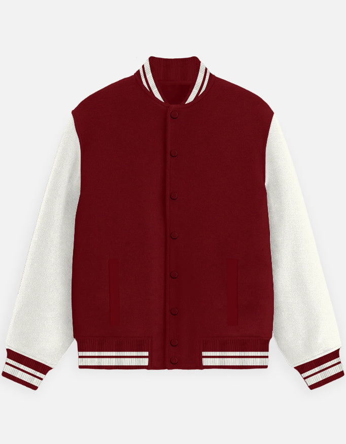 Plain - Unisex Varsity Jacket in red - front view #color_red
