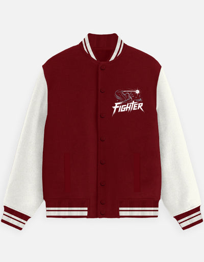 Ninja Fighter Graphic - Unisex Varsity Jacket in red - front view #color_red