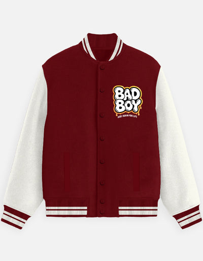 Bad Boy Graphic- Unisex Varsity Jacket in red - front view #color_red