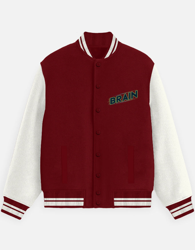 Brain Graphic - Unisex Varsity Jacket in red - front view #color_red