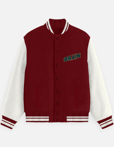 Brain Graphic - Unisex Varsity Jacket in red - front view #color_red