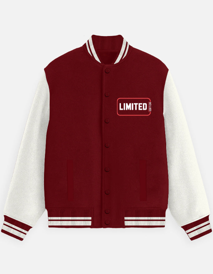 Limited Edition Graphic - Unisex Varsity Jacket in red - front view #color_red
