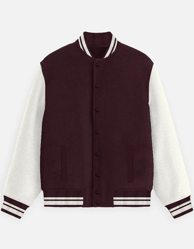 Plain - Unisex Varsity Jacket in maroon - front view #color_maroon