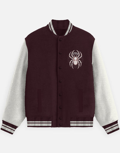 Spider Graphic - Unisex Varsity Jacket in maroon - front view #color_maroon