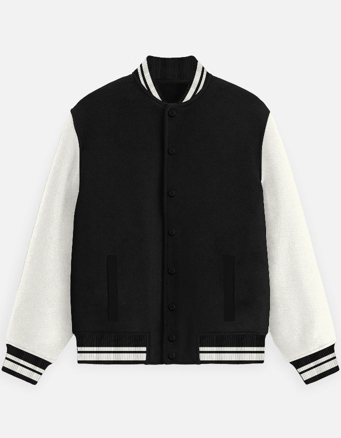 Plain - Unisex Varsity Jacket in black - front view #color_black