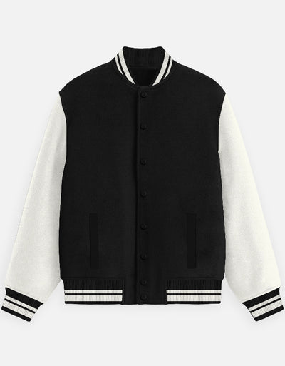 Plain - Unisex Varsity Jacket in black - front view #color_black