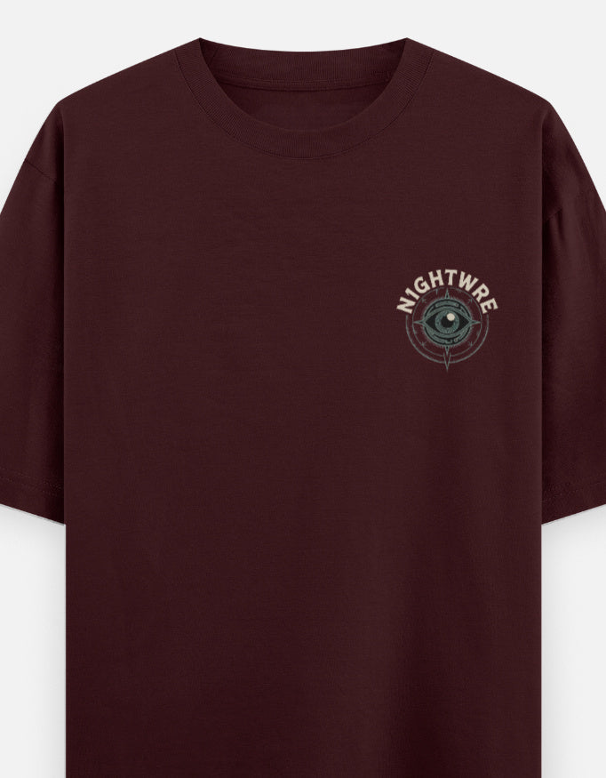 Eye See The Unseen Graphic - Unisex Oversized Classic T-Shirt in maroon - front view #color_maroon