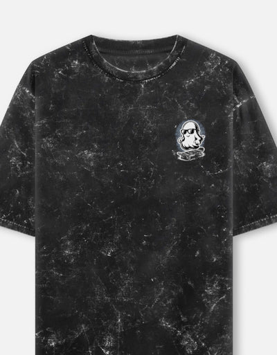 Ghost Graphic - Unisex Acid Washed Oversized Tee in black - front view #color_black