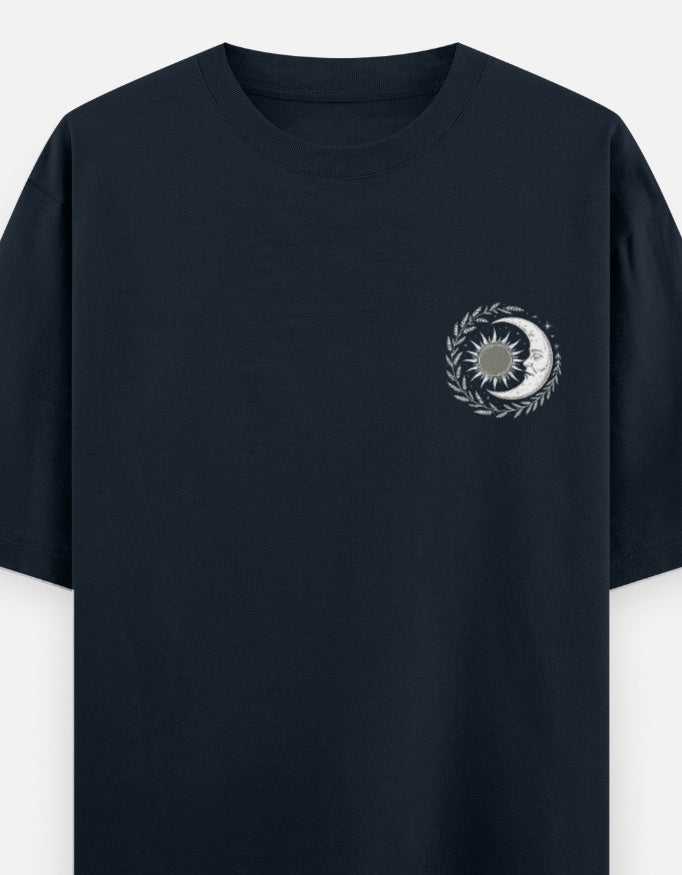 Moon and Owl bird - Unisex Oversized Classic T-Shirt in navy blue - front view #color_navy-blue