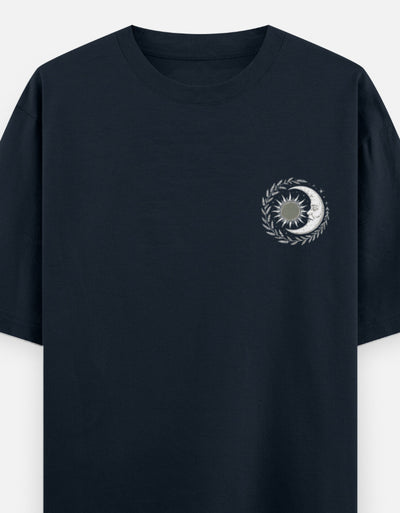 Moon and Owl bird - Unisex Oversized Classic T-Shirt in navy blue - front view #color_navy-blue