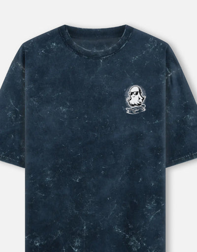Ghost Graphic - Unisex Acid Washed Oversized Tee in navy blue - front view #color_navy-blue