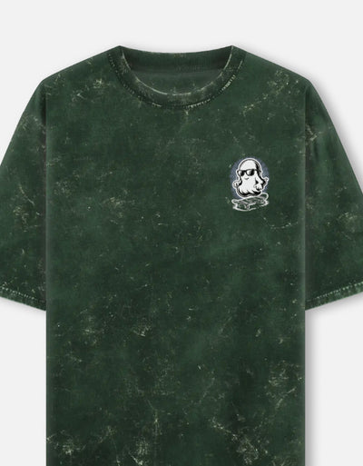 Ghost Graphic - Unisex Acid Washed Oversized Tee in bottle green - front view #color_bottle-green