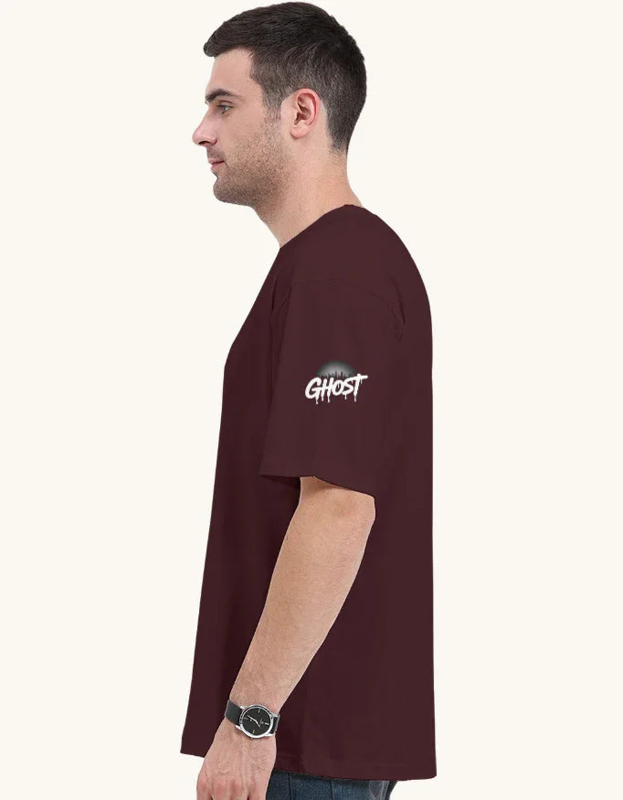 Ghost - Unisex Oversized Classic T-Shirt in maroon - side view #color_maroon