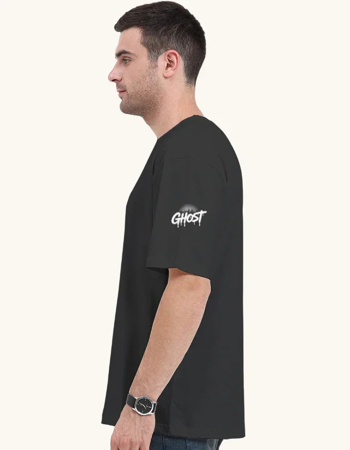 Ghost - Unisex Oversized Classic T-Shirt in black - side view #color_black
