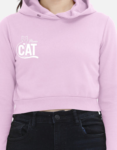 Cat Graphic - Female Cropped Hoodie in light baby pink - front view
#color_light-baby-pink